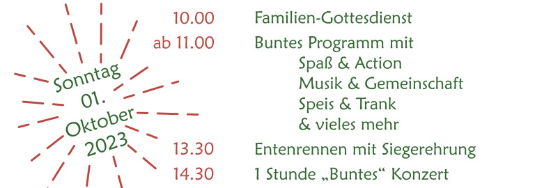 Programm Erntedank 1.10. 70 Jahre FRIKI