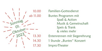 Programm Erntedank 1.10. 70 Jahre FRIKI